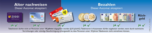 Aufkleber Motiv Nr. 01_A_159x35 "Ziggi, Geldkarte, kontaktlos, Münzen, 5€, 10€, 20€, Rückgeld"